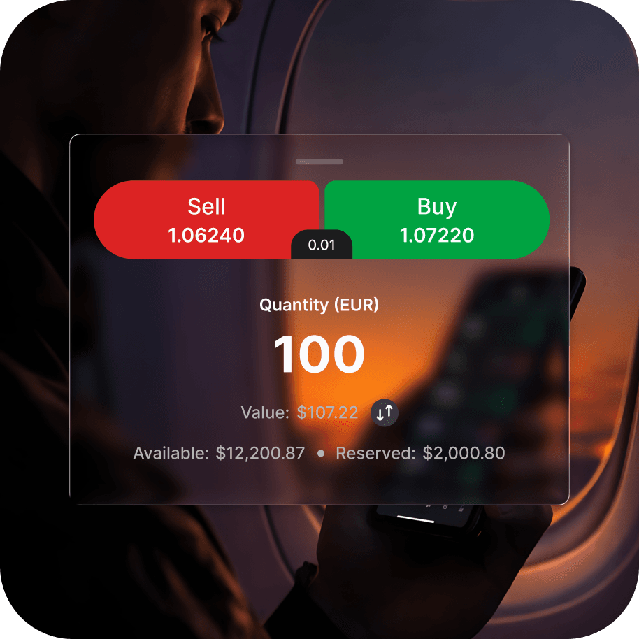 A clean trading interface with buy and sell controls